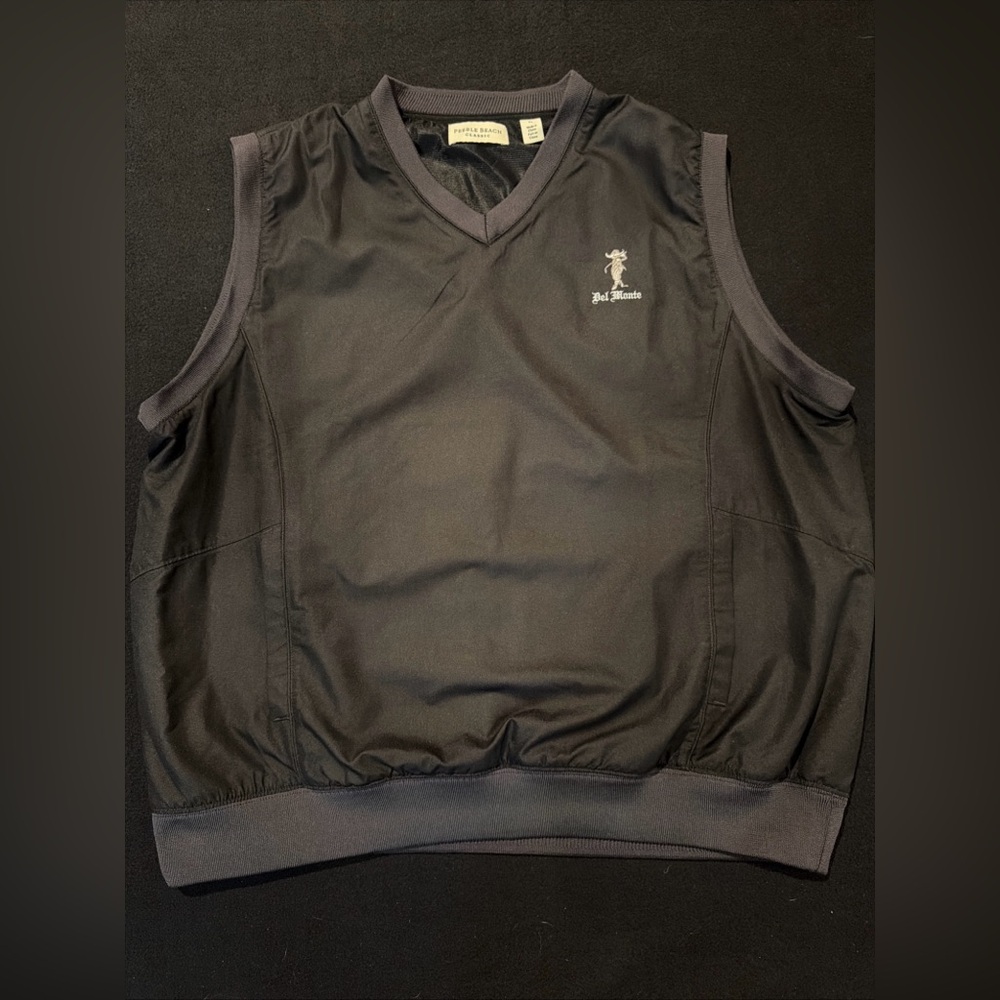 Pebble Beach Classic‎ V-Neck Windbreaker Vest Black Del Monte Mens Size XL